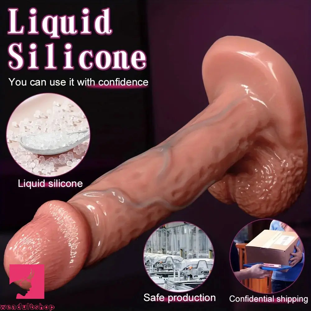 5.51in 7.67in Wearable Feel Liquid Silicone Soft Strap on Dildo With Blue Veins
