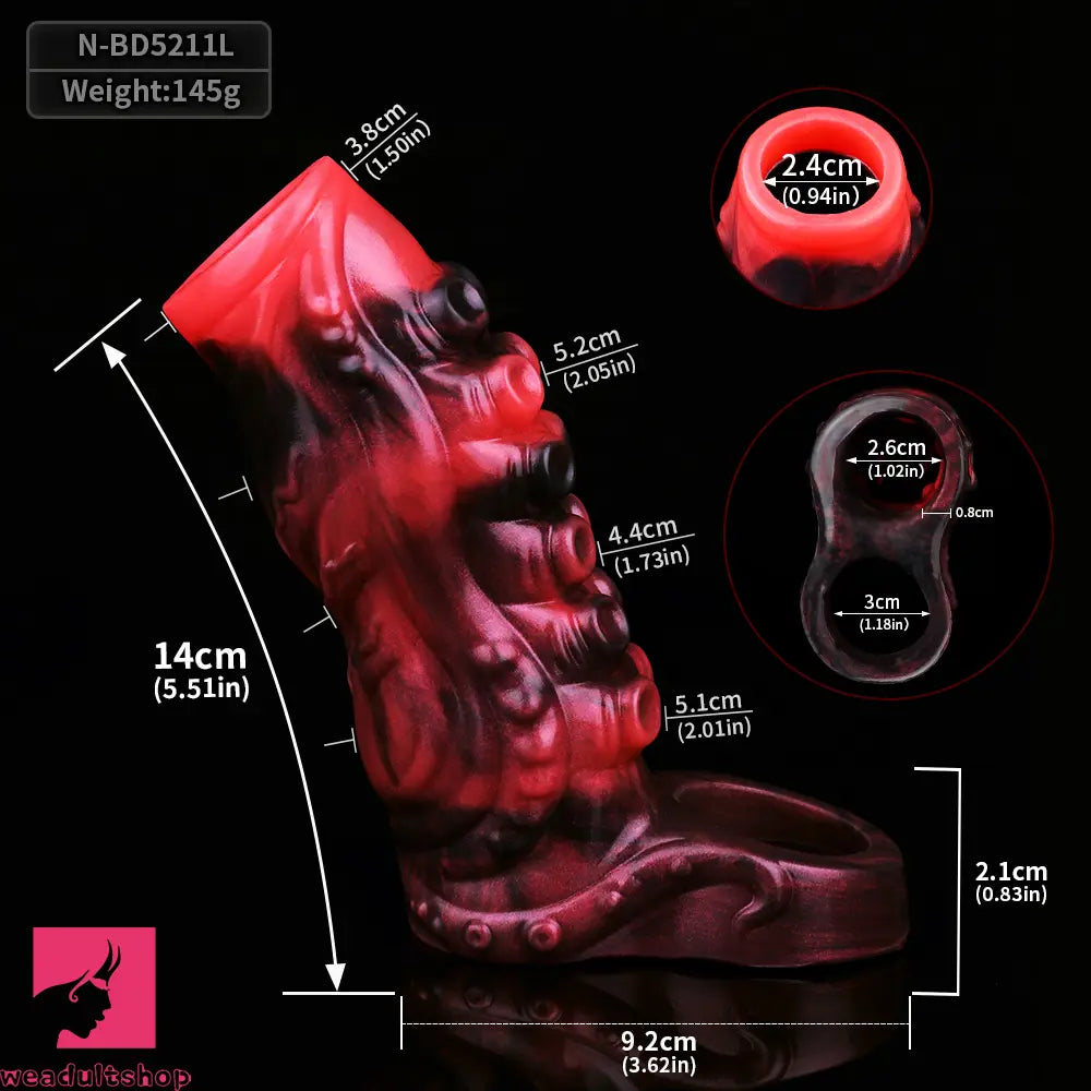 4.96in 5.51in 6.69in Tentacle Animal Soft Dildo Sleeve Cock Sex Extender