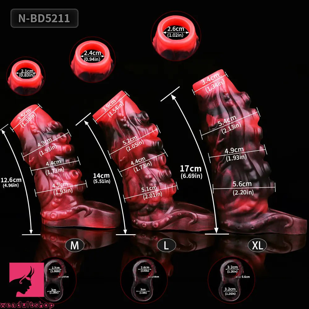 4.96in 5.51in 6.69in Tentacle Animal Soft Dildo Sleeve Cock Sex Extender