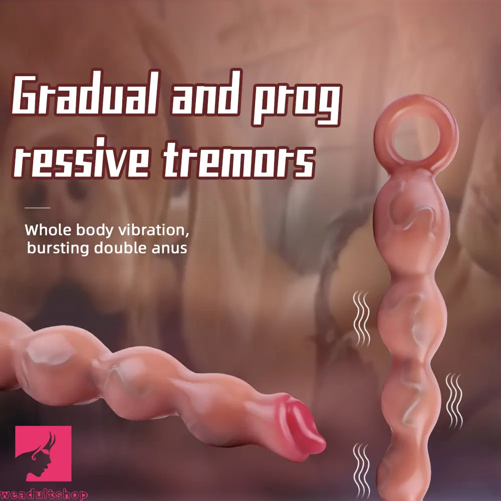 9.8in Big Vibrating Silicone Soft Pulling Beads Cock Dildo With 3 Motors Weadultshop