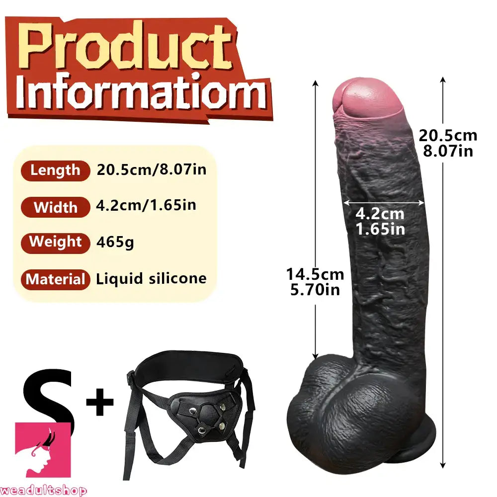 8.07in 9.84in 12in Foreskin Big Dildo Strap on Realistic Uncut Glans Soft Toy