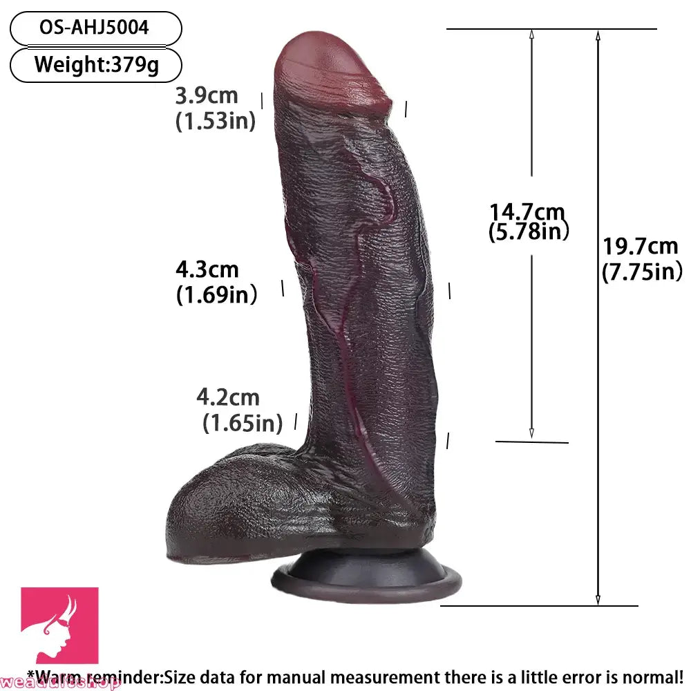 7.75in Dual Density Silicone Soft Real Dildo Love Orgasm Uncut Pleasure Toy