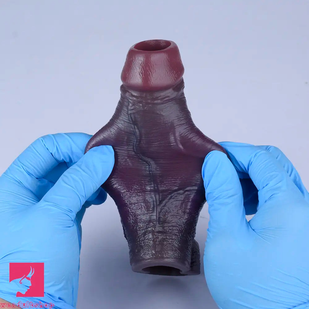 5.9in Platinum Silicone Thicken Delayed Penis Sleeve For Hollow-out Design