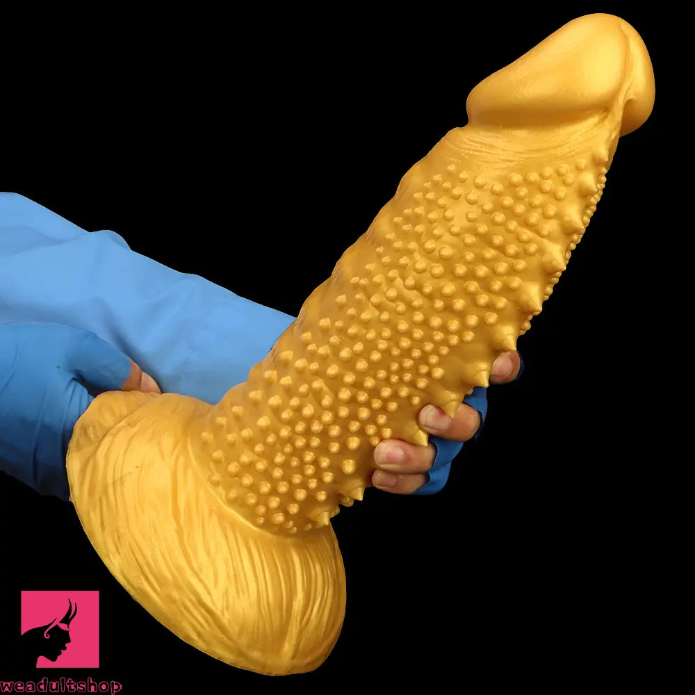 .48in 9.05in 10.62in 12.59in 14.17in Golden Soft Wolf-tooth Spiked Dildo