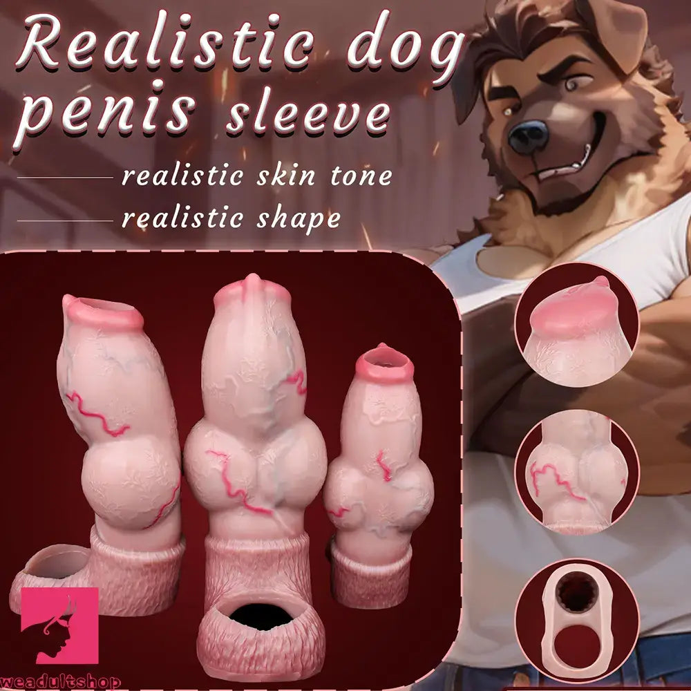 5.66in 6.73in 7.12in Realistic Dog Knot Silicone Dildo Sleeve Highquality Toy
