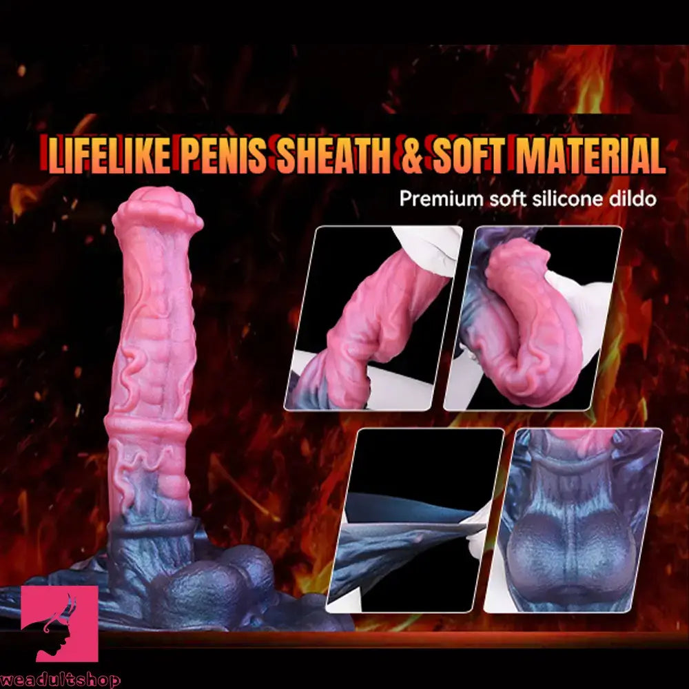 11.02in Horse Cock Hollow Soft Dildo Leather Panty Animal Penis Sheath