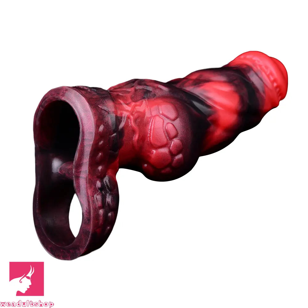 7.17in Silicone Dog Cock Sleeve Knot Vibrating Automatic Hollow Soft Dildo