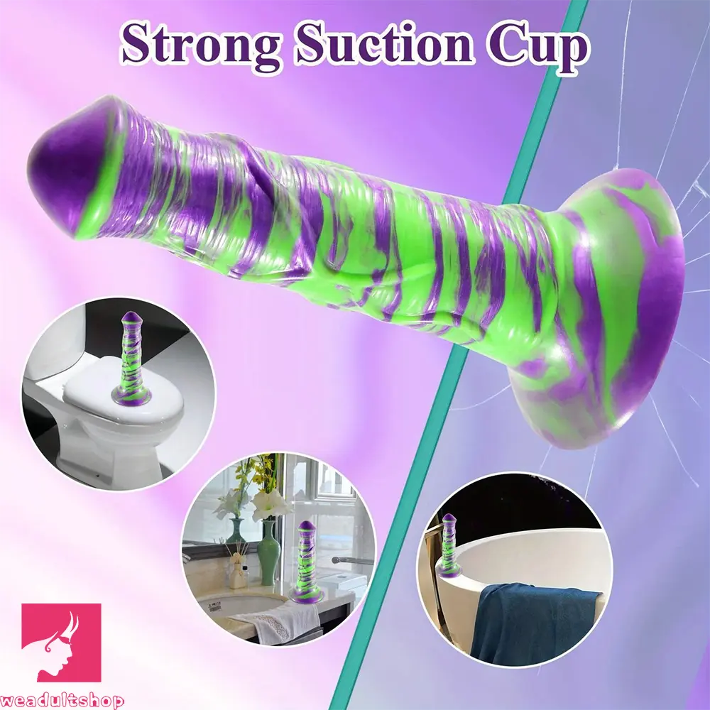 7.87in Realistic Horse Mixed Color Silicone Soft Dildo with Mushroom Head
