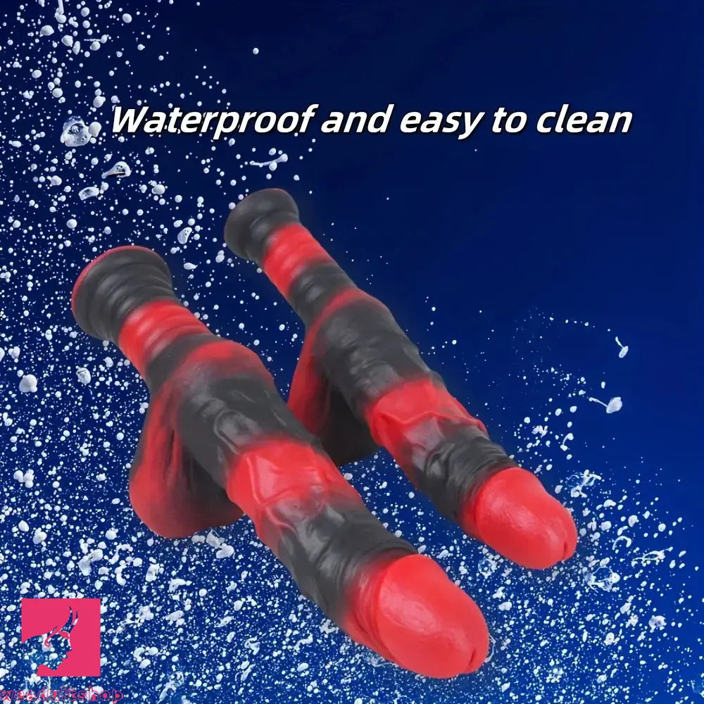 9.8in 10.4in Red Black Silicone Large Fantasy Sword Dildo With Handle