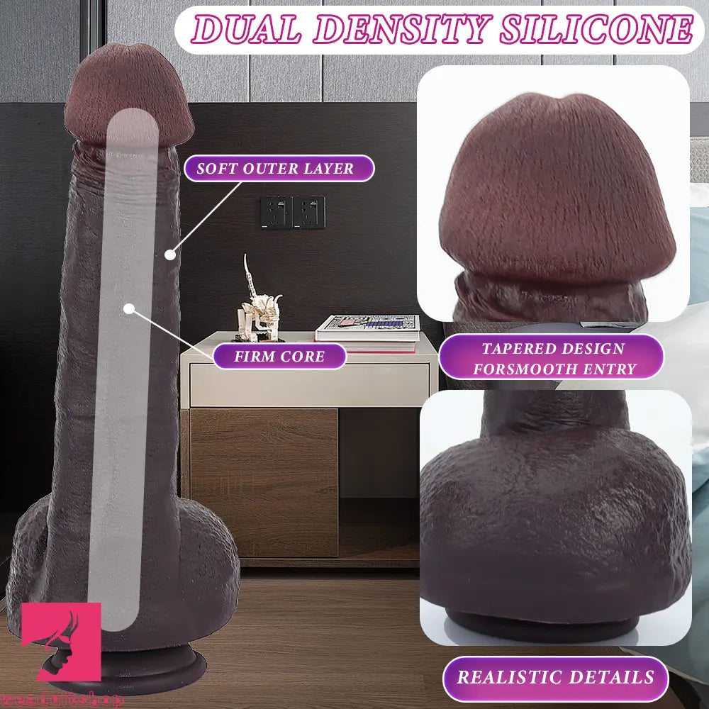 11.35in Real Feeling Dual Density Silicone Big Dildo Vaginal Prominent Texture