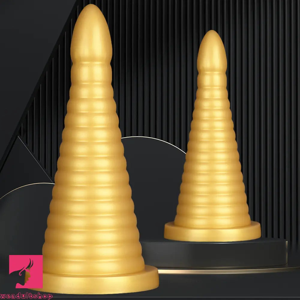 10.23in 14.56in Large Thread Gold Silicone Pagoda Thick Large Anal Dildo