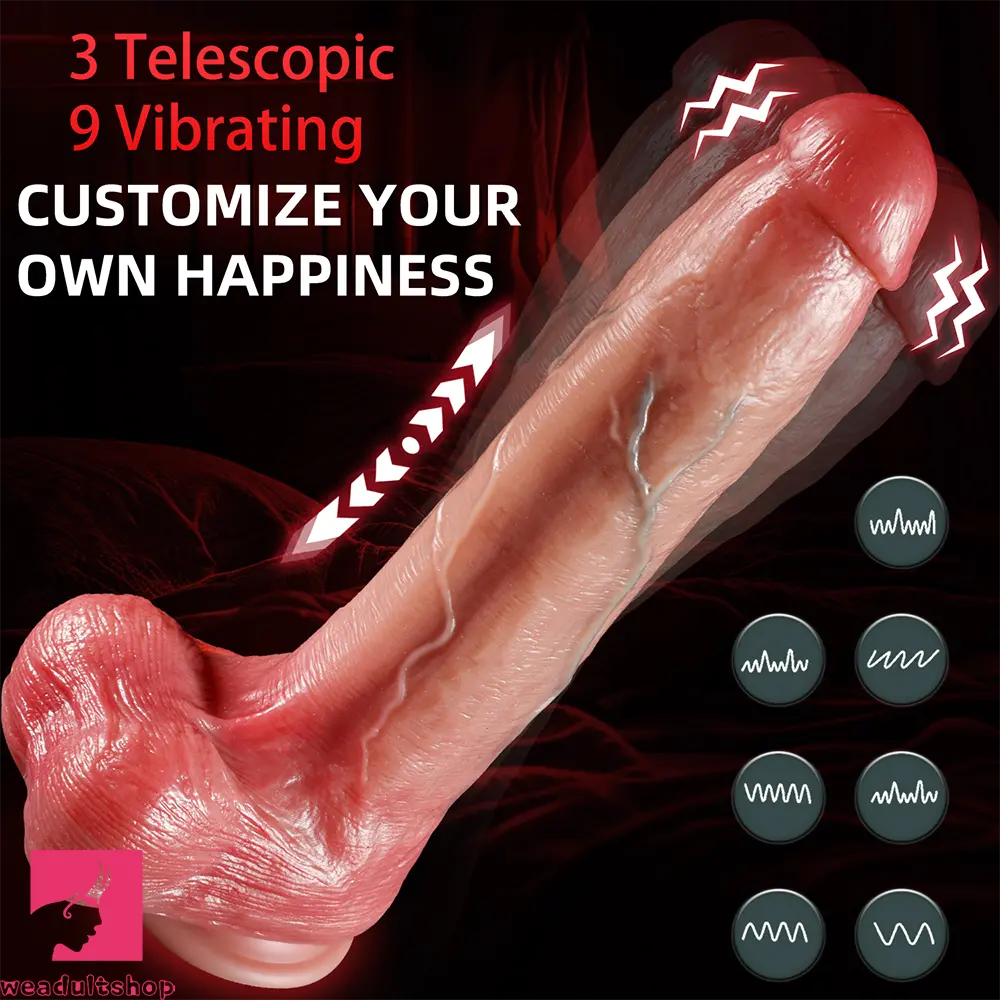 9.84in Silicone Electric Thrusting Vibrating Realistic Soft Dildo Heating Dildo