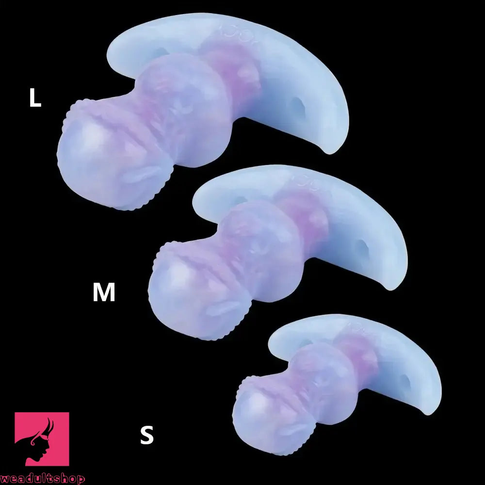 2.95in 3.9in 5.12in Small Sea Jade Anal Knot Silicone Soft Strap on Dildo