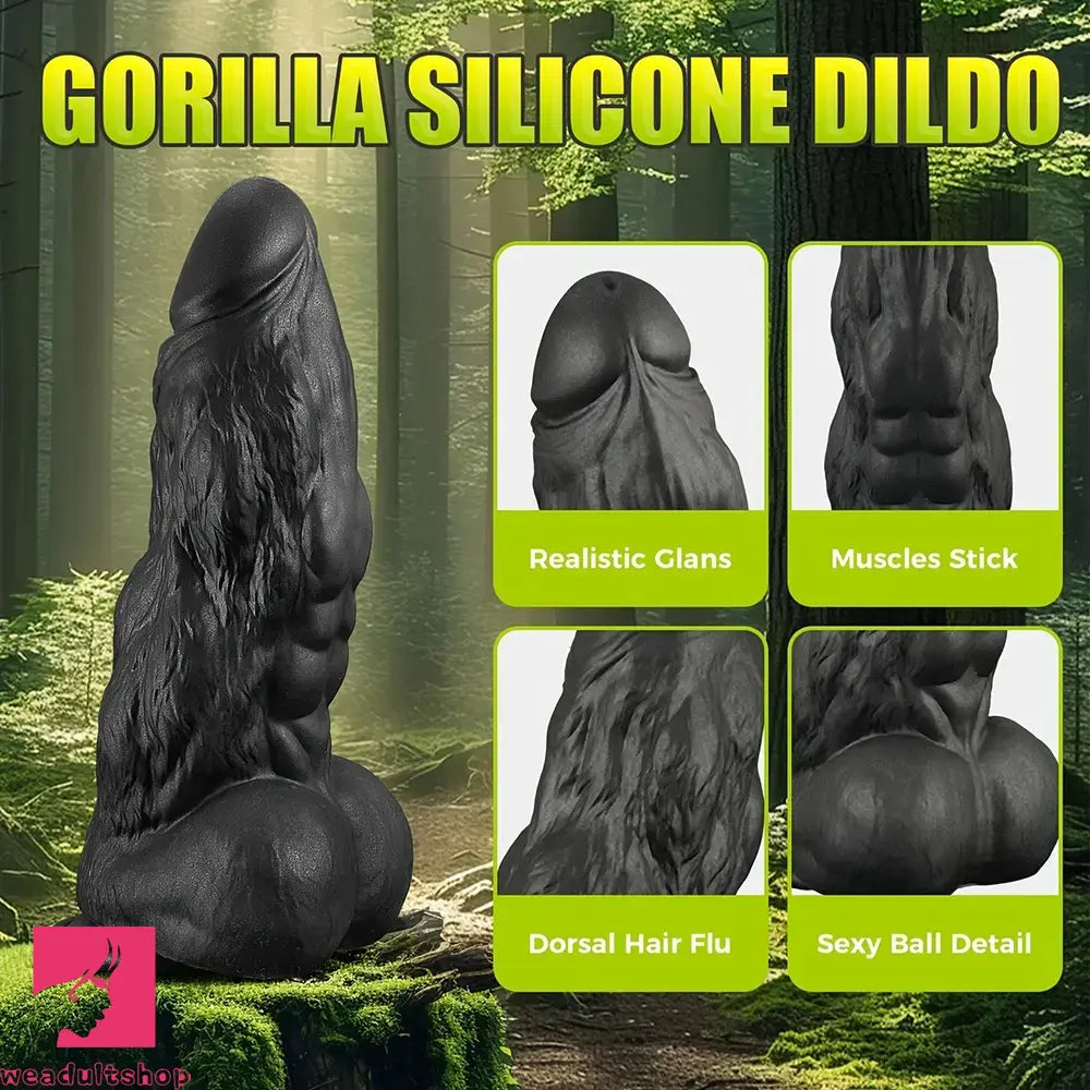 10.5in Huge Thick Silicone Black Monster Gorilla Fantasy Animal Dildo