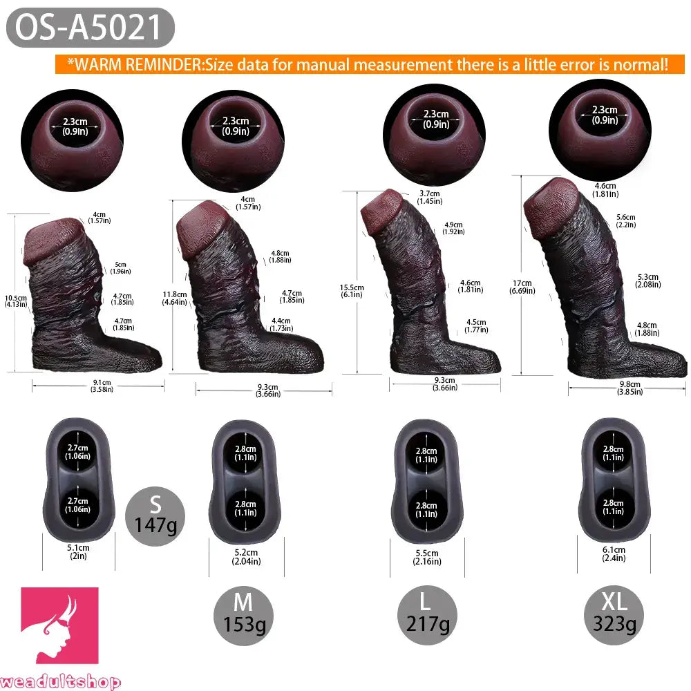 4.13in 4.64in 6.1in 6.69in Hollow Silicone Soft Cock Sleeve Masturbation