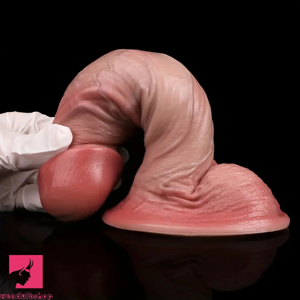 7.05in Double-Layer Silicone Flesh-Colored Realistic Female Anal Dildo