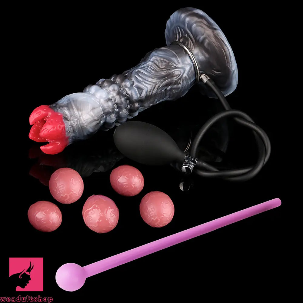 9.88in Ovipositor Egg Laying Inflatable Big Dildo Silicone Penis Texture