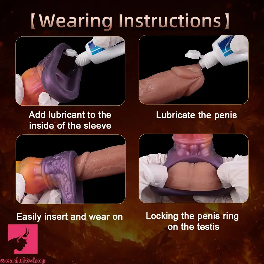 6.85in Warhorse Silhouette Real Melt Mark Texture Cock Dildo Sleeve