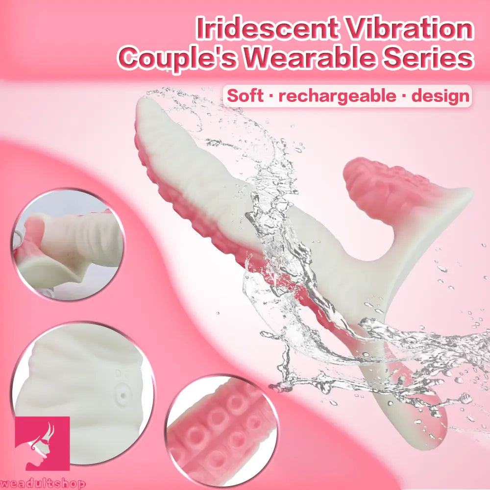 6.5in Tentacle Strap on Vibrating Dildo Natural Curved Soft Cock Toy