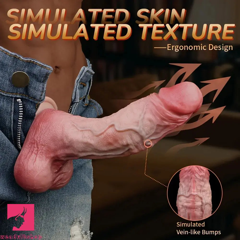 7.48in Double-Layer Flexible Liquid Silicone Simulated Penis Dildo For Clit