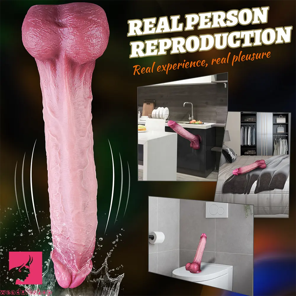 11.02in Realistic Blue Vein Makeup Dual Density Silicone Soft Big Anal Dildo