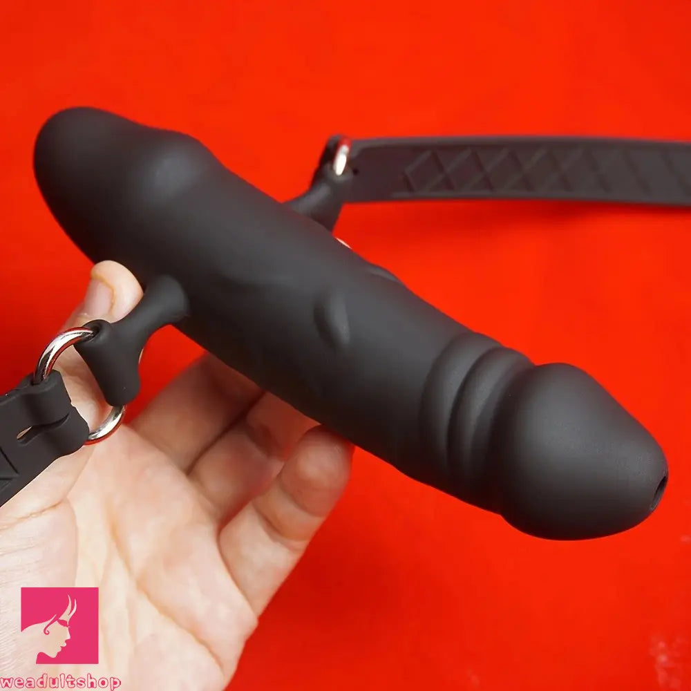 5.83in Double-Ended Silicone Face Dildo Gag with Adjustable Strap Cock