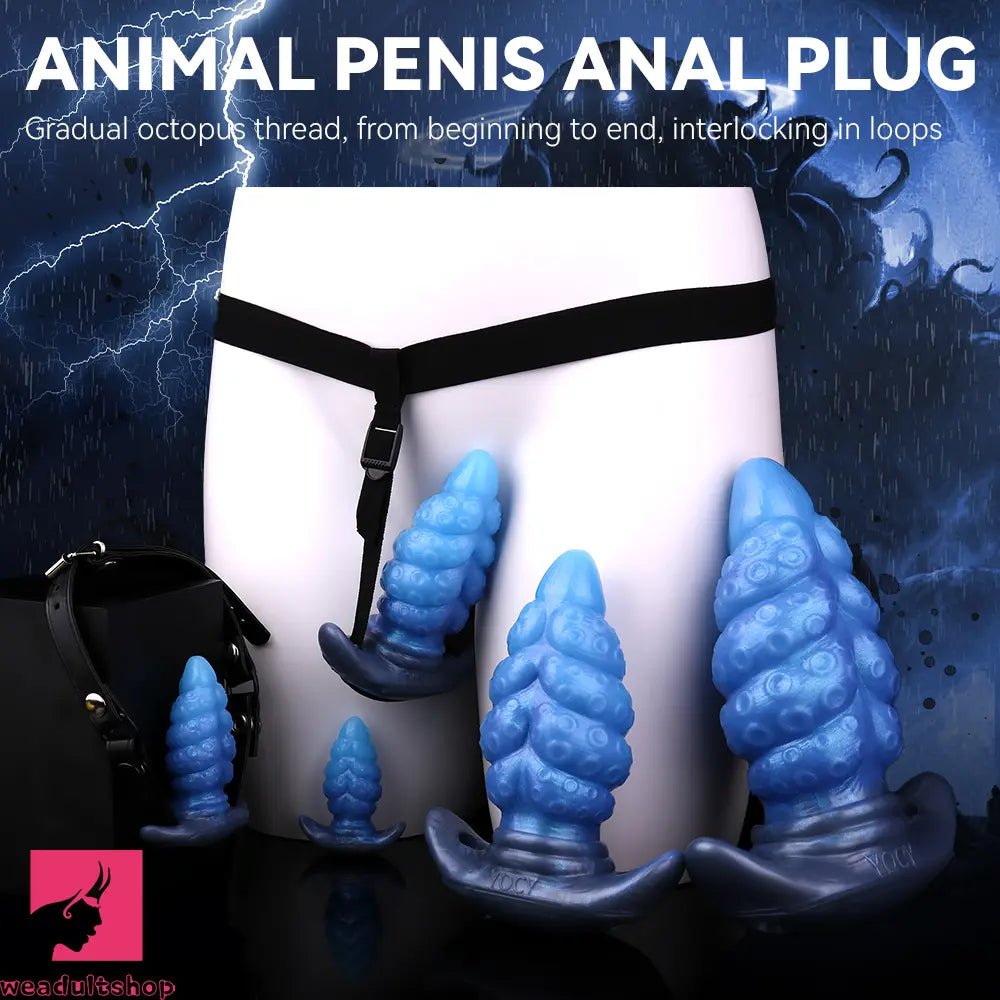 2.91in-9.05in Octopus Vibrating Anchor Dildo Anal Plug Wearable Mouth Gag