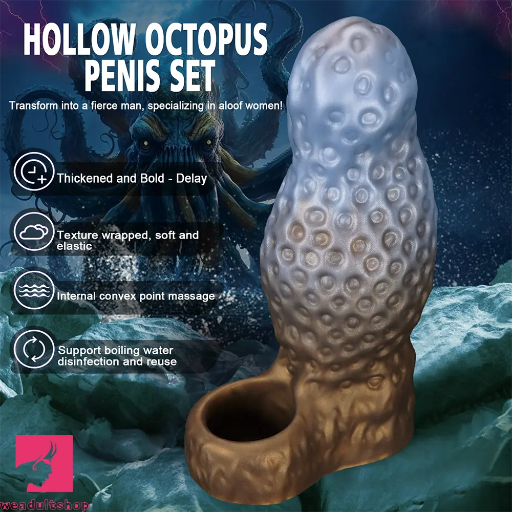 5.9in 6.29in 6.69in Hollow Octopus Dildo Sleeve Hands-free For Real Love