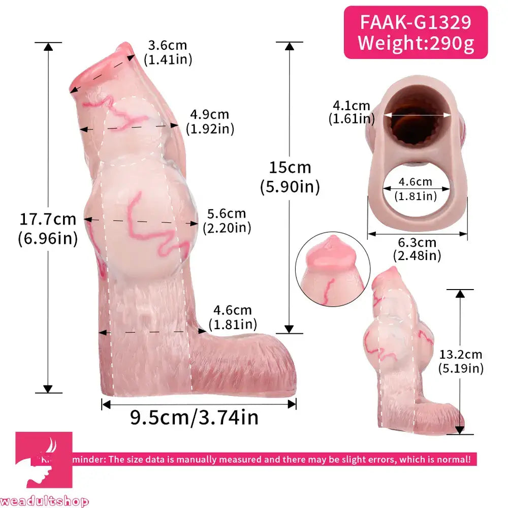 5.39in 6.73in 6.96in Dog Knot Penis Sleeve Dildo Reusable Cock Sleeve