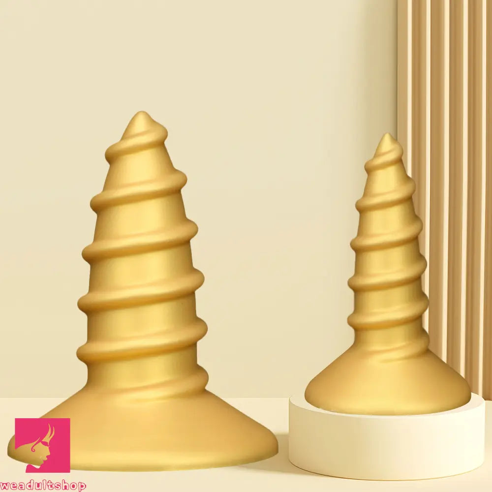 9.05in 11.22in Gold Silicone Screw Giant Cock Anal Plug Thick Fisting Dildo