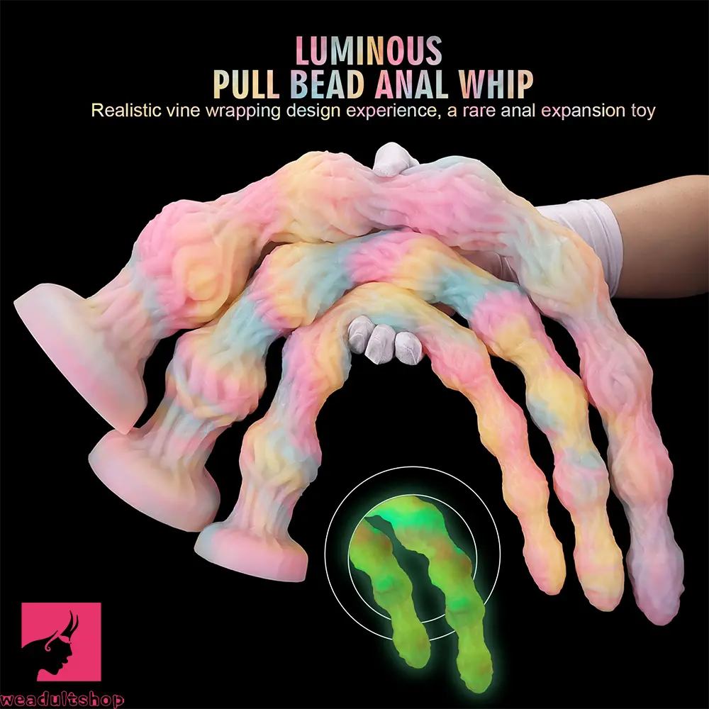 17.32in 21.25in 25.19in Luminous Pull Beads Silicone Dildo Butt Plug Rare Cock