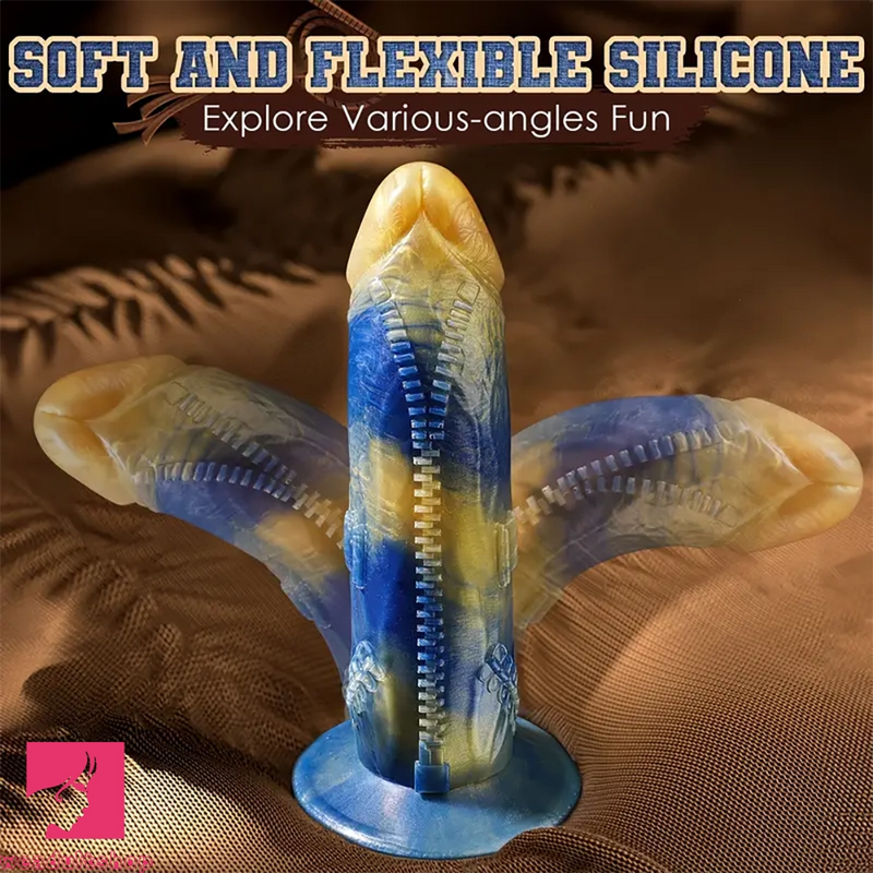 8.43in Fantasy Dildo Vibrator Zipper Monster Thick Dildo Adult Cock Toy