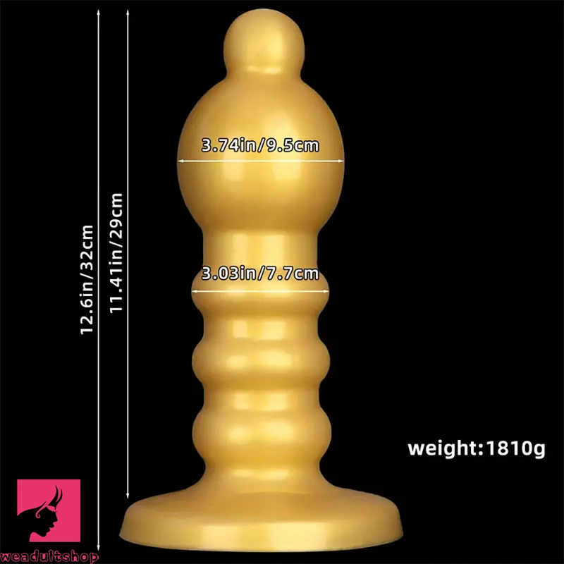 12.6in Huge Anal Beads Liquid Silicone Butt Plug Prostate G Spot Dildo