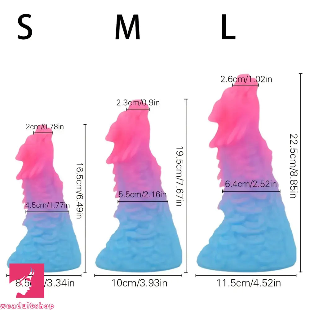 6.49in 7.67in 8.85in Special-Shaped Mixed Color Faucet Dragon Dildo