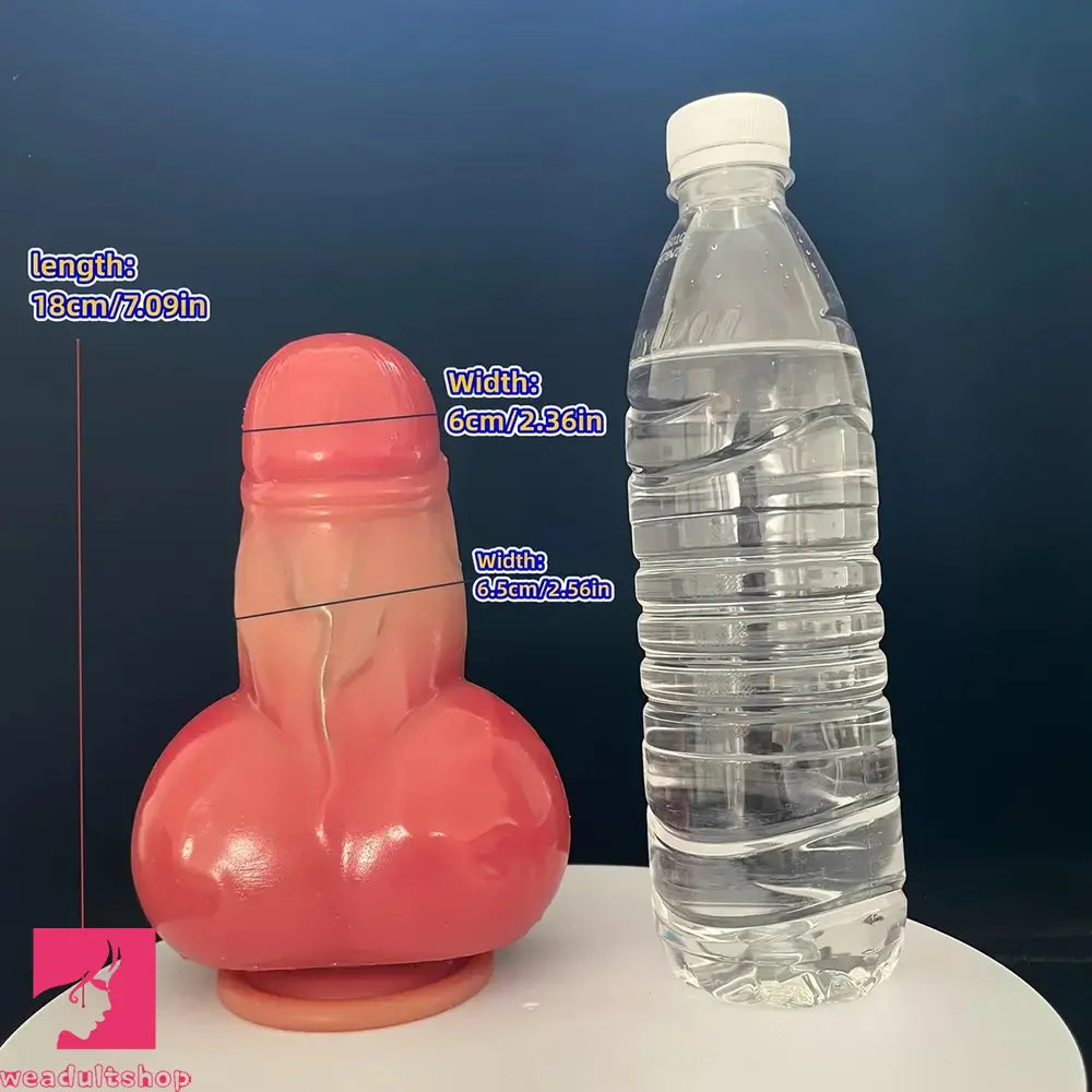 7.09in Realistic Suction Cup Male Thick Liquid Silicone Fantasy Odd Dildo