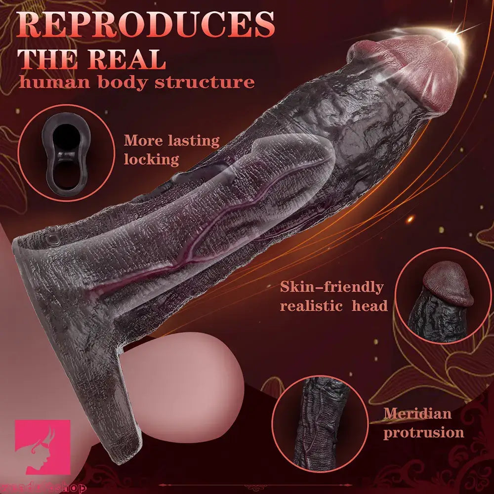 7.48in Realistic Penis Sleeve Wearable Hollow Realistic Veins Dildo Sleeve