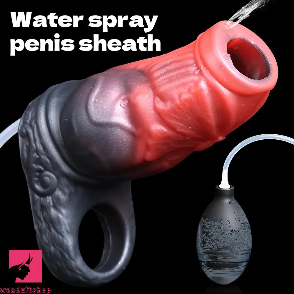 4.64in Water Spraying Squirting Monster Knot Dildo Sleeve Useful Penis Ring