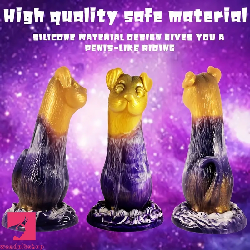 7.87in Chinese Zodiac Dog Design Silicone Hand Wash Only Soft Clit Dildo