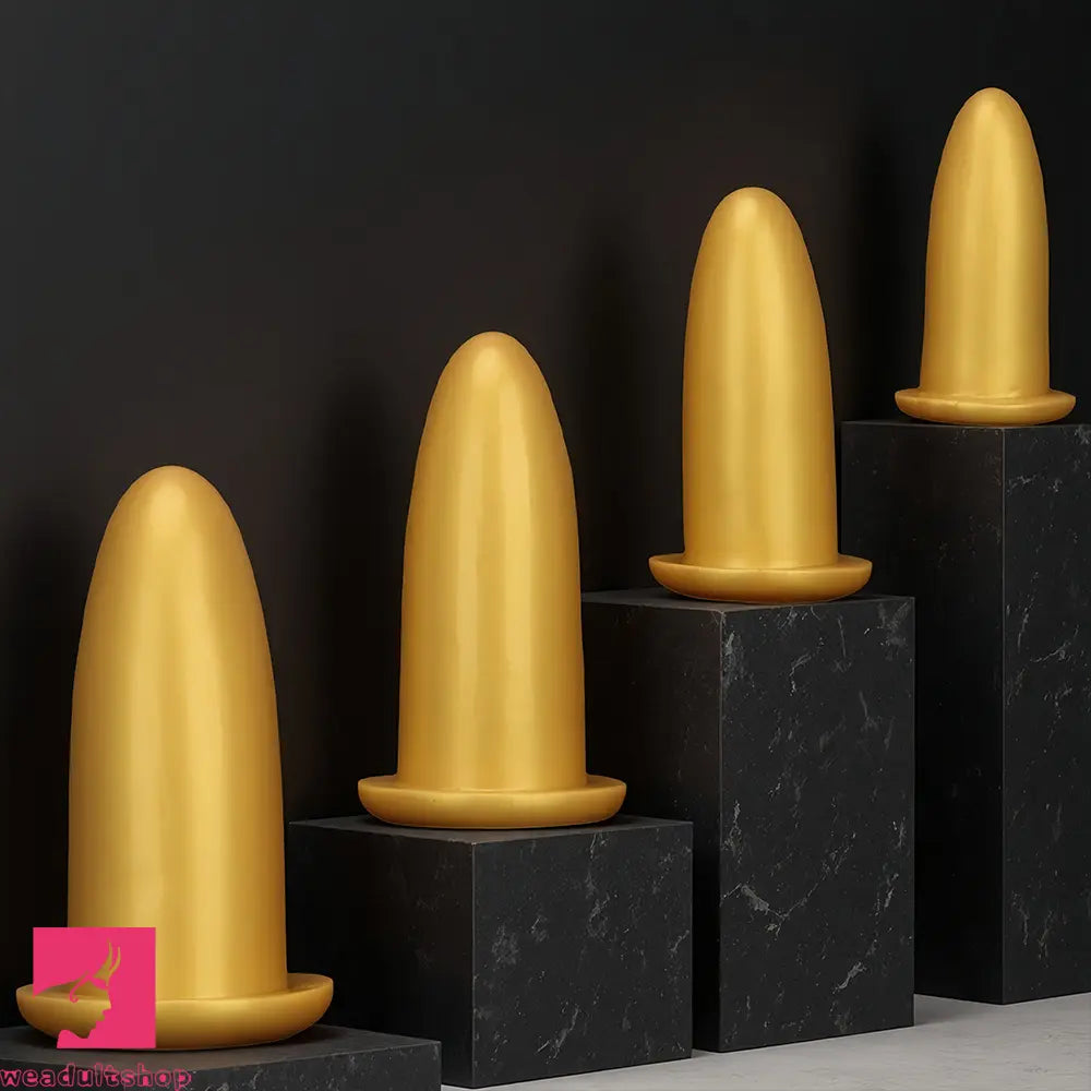 4.72in 5.7in 7.08in 8.26in Gold Silicone Soft Thick Missile Design Dildo Toy