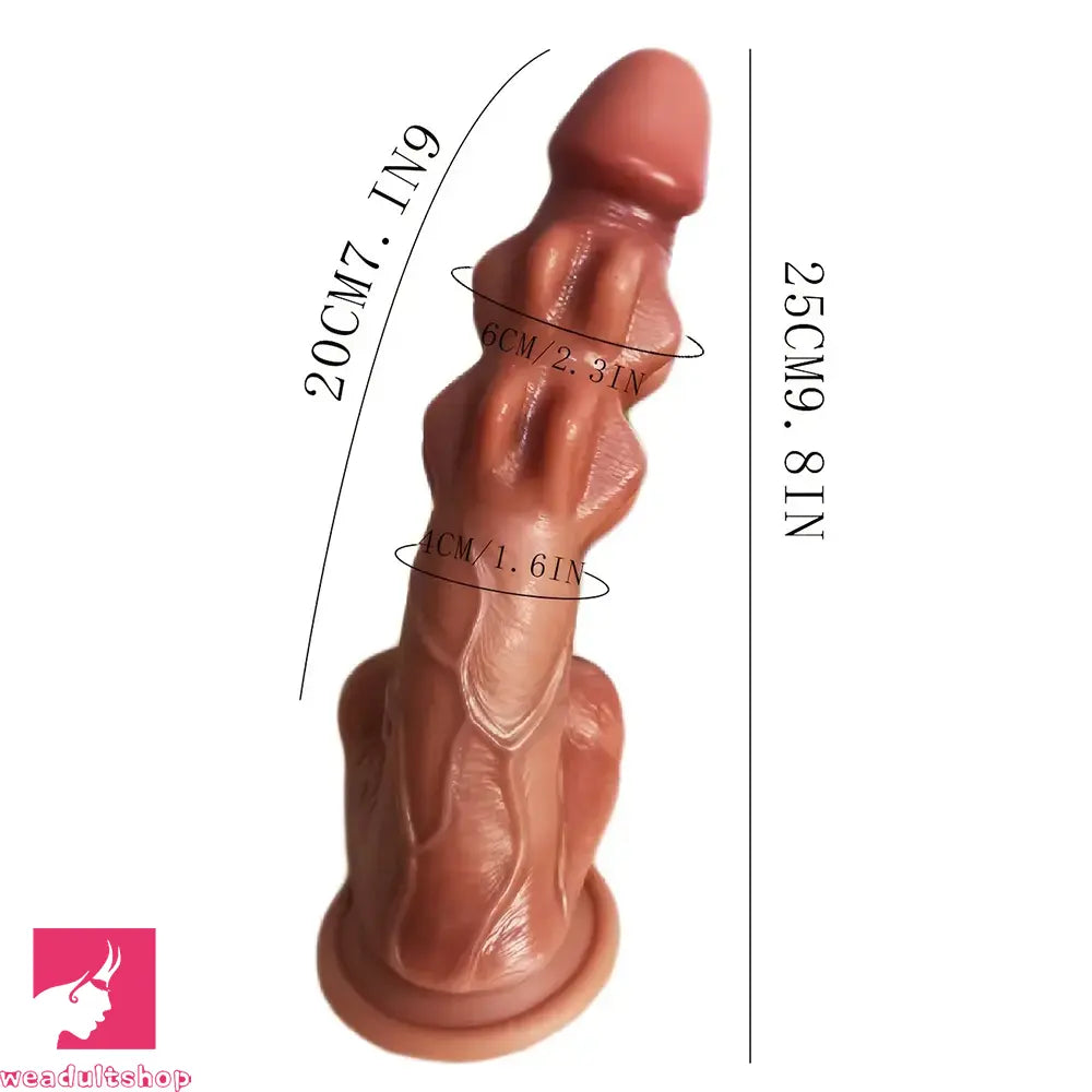 9.8in Double Layer Silicone Fantasy Soft Realistic Hands-free Game Dildo