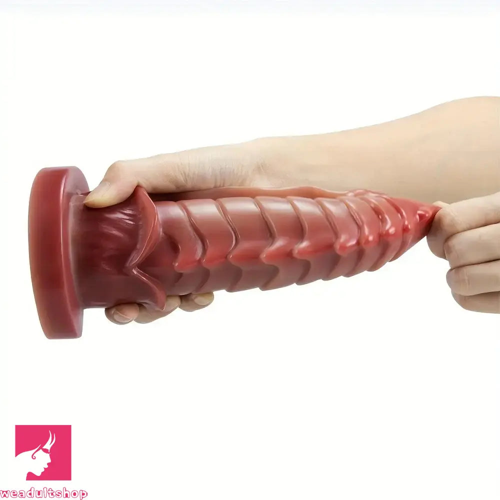 8.66in Ergonomic Beetle Gradient Scales Silicone Dildo Couple Masturbator