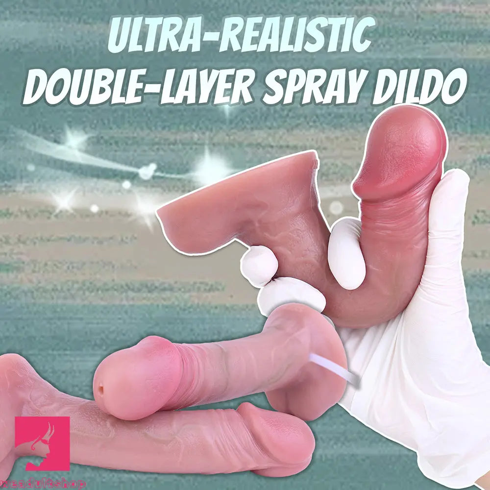 6.88in Realistic Male Female Adult Flirting Double Layer Squirting Strap on Dildo