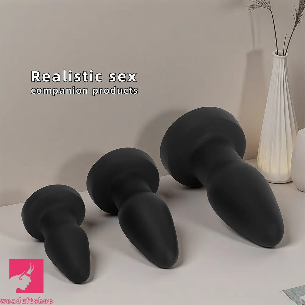 4.72in 6.49in 7.87in Silicone Black Anal Plug Dildo Pleasure Masturbator