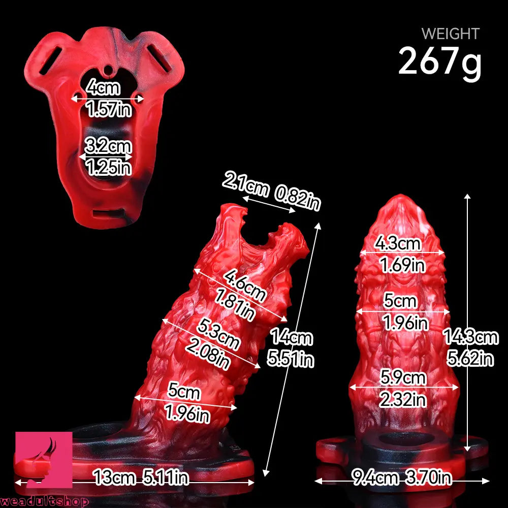 5.62in Hollow Dildo Built-in Keel Vibration Remote Strapon Animal Penis Sleeve