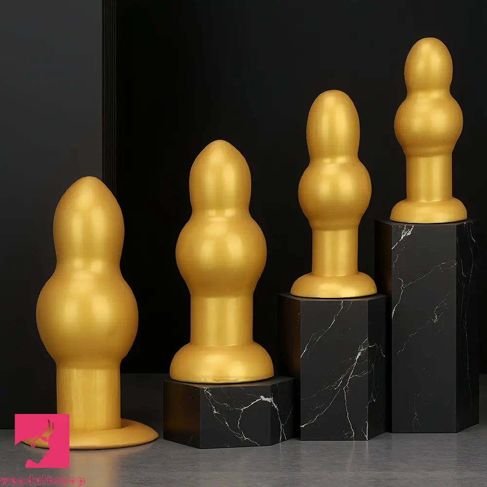 4.53in 5.12in 6.1in 7.48in Silicone Gold Calabash Brothers Alien Anal Dildo
