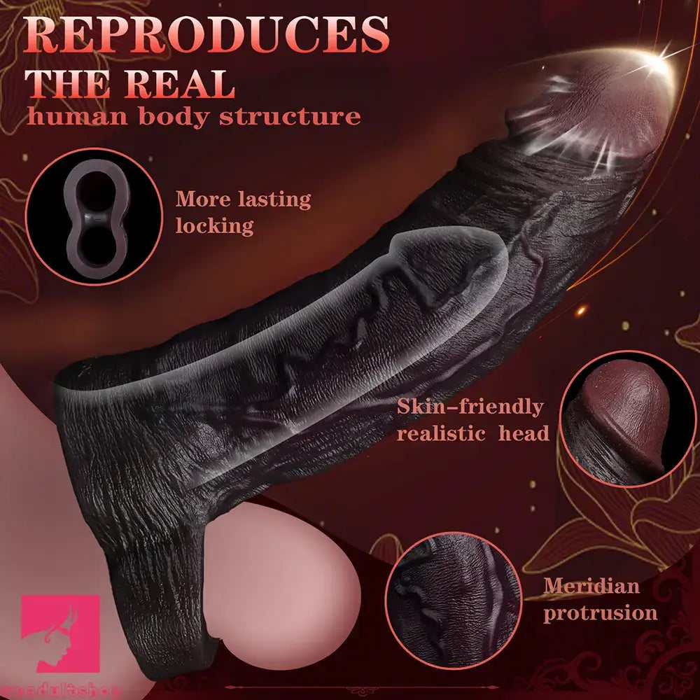 7.09in Ultra-soft Liquid Silicone Real Dildo Sleeve Reusable Penis Sleeve