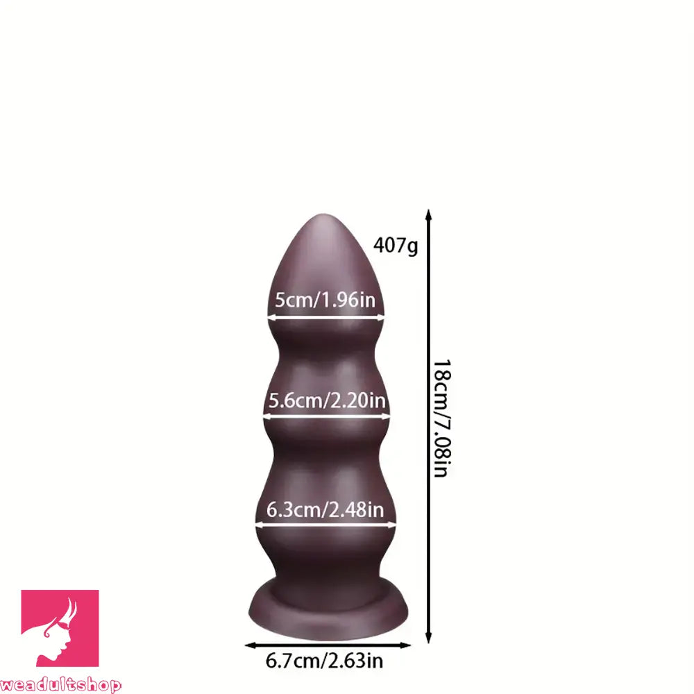 7.08in 8.46in 10.23in 12.2in Chocolate-Colored Silicone Soft Smooth Dildo