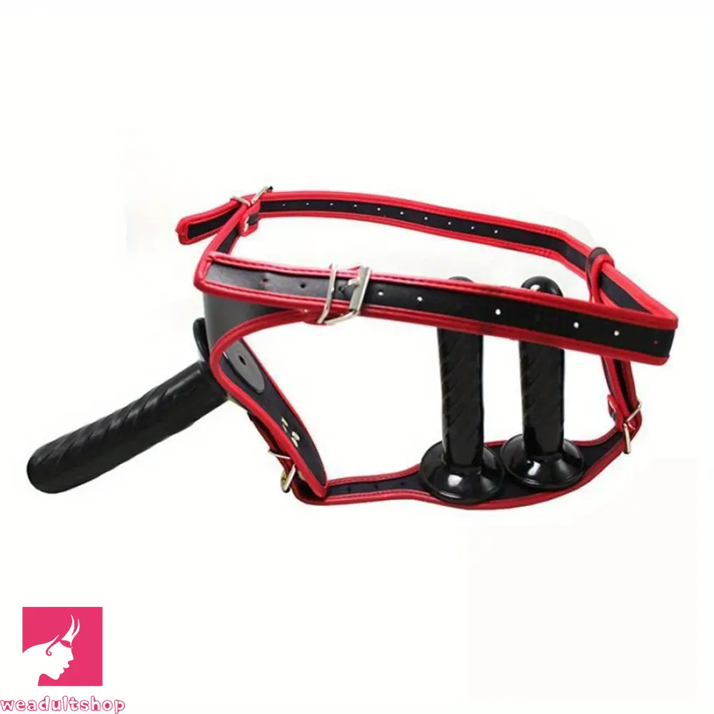 5.51in 6.69in Three-Headed Strap-On Dildo Set in Black Purple For Sex