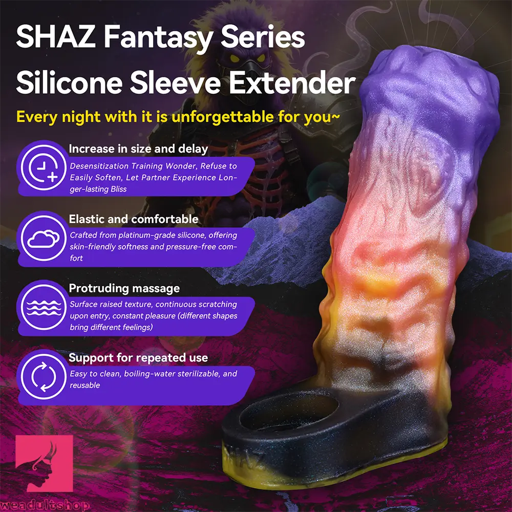 4.96in Ozuros Fantasy Odd Silicone Soft Dildo Sleeve Cock Extender Toy