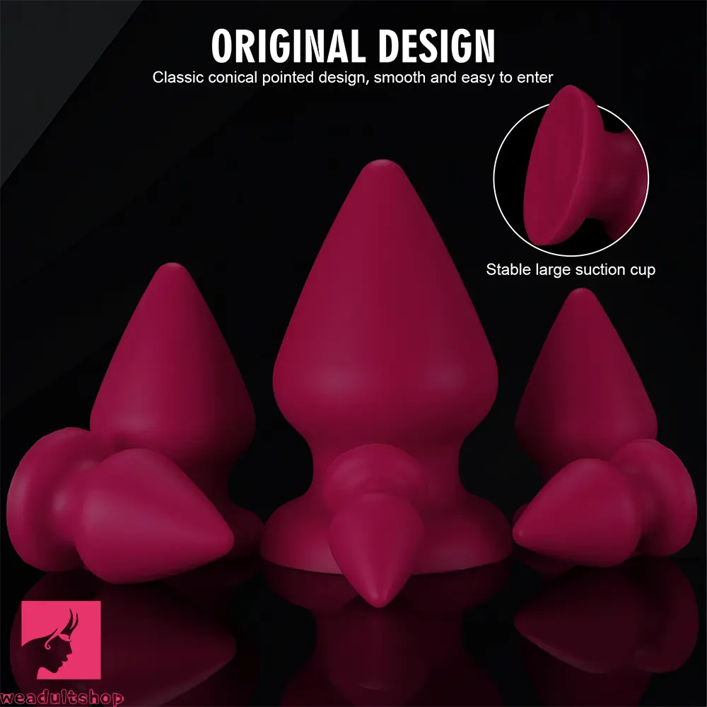 2.87in 3.66in 4.33in 5.51in 6.29in 7.28in Conical Round Pointed Anal Plug Dildo